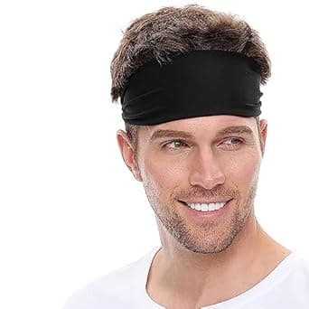 Boldfit Headband for Men & Women Head Band Strapless Sports Sweat Band for Gym, Tennis, Badminton and Other Sports Unisex Hair Band with Non-Slip Head Bands for Long Hair Black