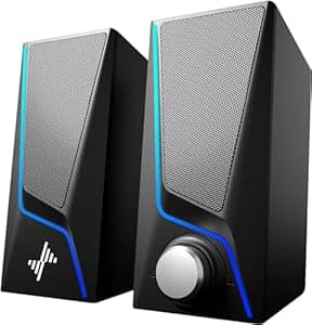 Nylavee Computer Speakers,Pc Speakers With 6 Lighting Modes,Usb Powered Computer Speakers For Desktop Monitor With 2 Bass-Boost Ports,2 Speaker Units,And 3.5Mm Aux-In Cable For Pc,Laptop,Tablet,Phone