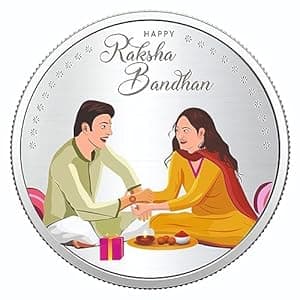 CHOTTEY LAL AND SONS 999.9 Pure Silver Rakshabandhan Coin for Brother, Silver Rakhi Coin for Gift, Rakhi Gift for Sister