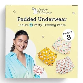 superbottoms Padded Underwear for Growing Babies/Toddlers|with 3 Layers of Cotton Padding & Super DryFeel Layer| Pull-Up for Potty Training & Diaper-Free Time (Pack of 3)