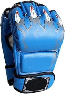 Leosportz Martial Arts Training Gloves - MMA Kickboxing Grappling Gloves with Thich Pad | All in One Kickboxing, MMA, Boxing, Street Fight, Mitts Gloves | (Dragon Blue)