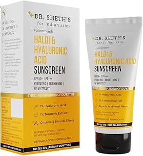 Dr. Sheth's Haldi & Hyaluronic Acid Sunscreen With 1% Hyaluronic Acid | Spf 50+ | Pa+++ | Protects Against Uva/Uvb & Blue Light | For Women & Men -50G - All Skin Type