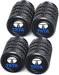 Greenworld Premium Black Metal Car Tyre Valve Cap Air Cap Car Tyre Valve Stem Cap Air Covers with logo (for Ta-ta)