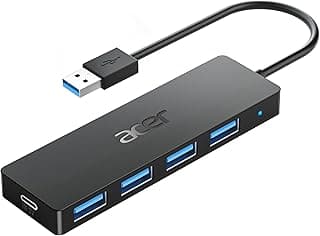 Acer USB Hub, USB Hub with 4 Ports, USB A Splitter for Laptop with USB C Power Port, USB Extender for A Port Laptop, for Windows, Linux, Acer PC and More - 2ft