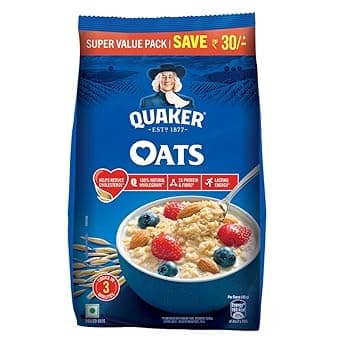 Quaker Oats 2kg | Rolled Oats | 100% Natural Wholegrain | Nutritious Breakfast Cereals | Porridge | Easy to Cook