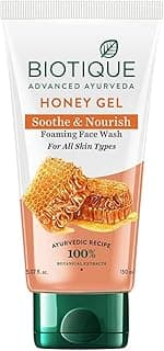 Biotique Honey Gel Soothe & Nourish Foaming Face wash | Soap Free Formula | Reduce Dryness | 100% Botanical Extracts | Suitable for All Skin Types | 150ml