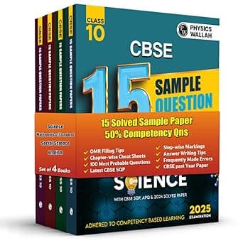 PW CBSE | Class 10 | 15 New Pattern Sample Paper Science, Maths (Std), English & Social Science Combo Set of 4 Books for 2025 Board Exam | 50% Competency Based Questions