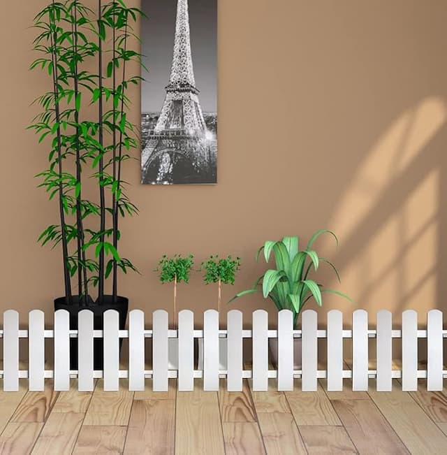 REONEX 1 foot tall Garden Fence/Picket Fence - Plant Partition Fence (with Spike for soil insert) Solid WPC Material - White - 6 running feet fence coverage (Set of 6)