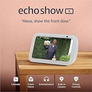 Amazon Echo Show 5 (3rd Gen, 2023 release) | Smart display with 2x the bass and clearer sound | Glacier White