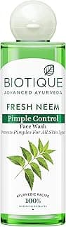 Biotique Fresh Neem Pimple Control Face Wash| Ayurvedic and Organically Pure| Prevents Pimples |100% Botanical Extracts| Suitable for All Skin Types | 200mL