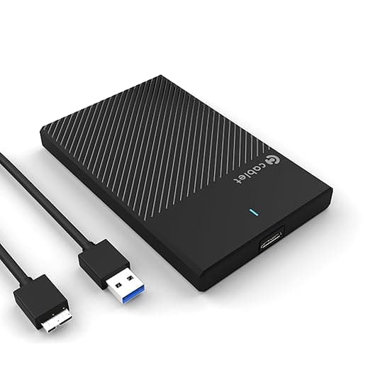 Cablet 2.5 Inch SATA USB 3.0 HDD/SSD Portable External Enclosure for 7mm and 9.5mm, Tool-Free Design, Supports UASP Max 6TB