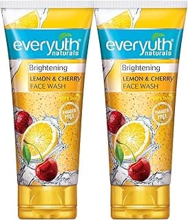 Everyuth Naturals Brightening Lemon&Cherry Face Wash|Deep Cleansing,Oil Control&Tan Reduction|Simple Face Wash|Removes Dirt&Oil|100% Soapfree|For All Skin Types|Paraben Free - 150 G (Pack Of 2)